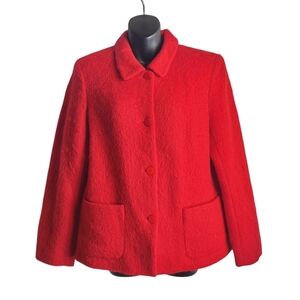 Josephine Chaus RED Fluffy Textural Wool Blend Blazer Jacket Size 8